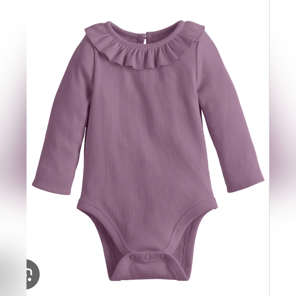 NWT Jumping Beans Baby Girl Ruffle Collar Ribbed Bodysuit 3M Purple